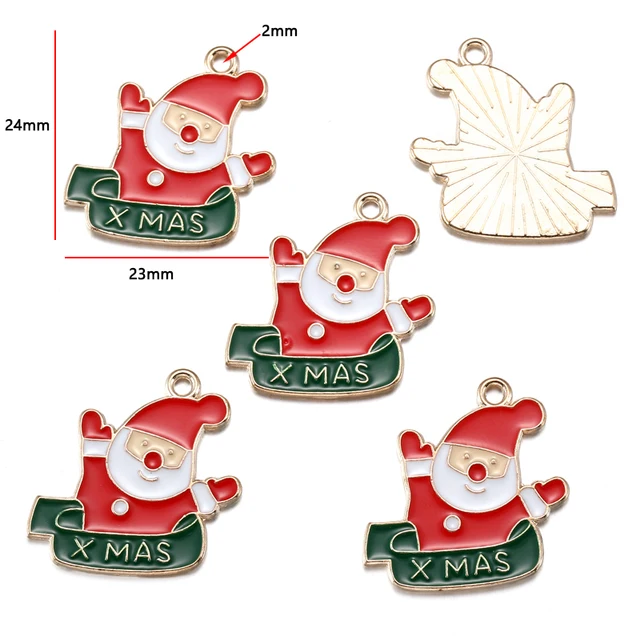 Christmas Santa Cart Enamel Charm - 1 Piece