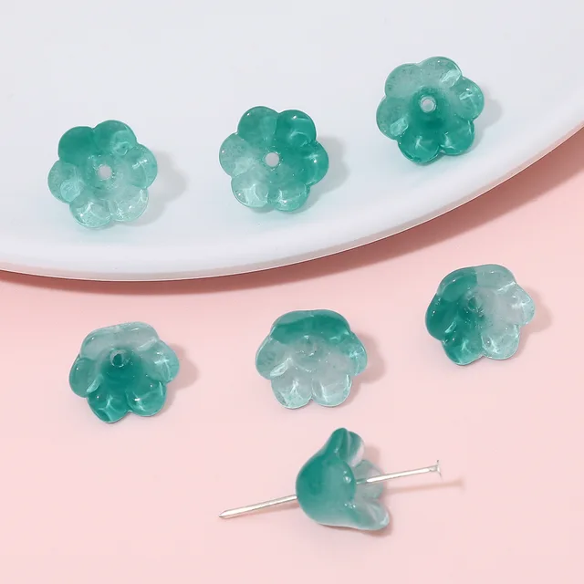 Green Orchid Glass Bead 12*7mm - 1 Piece