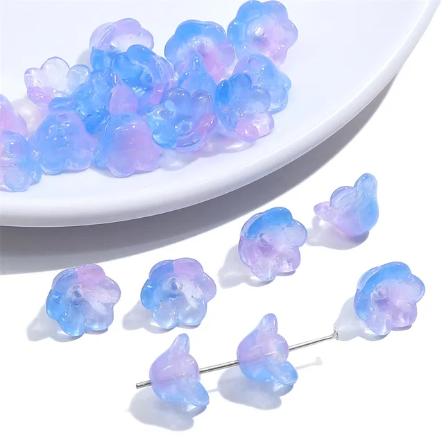 Gradient Blue Purple Orchid Glass Bead 12*7mm - 1 Piece