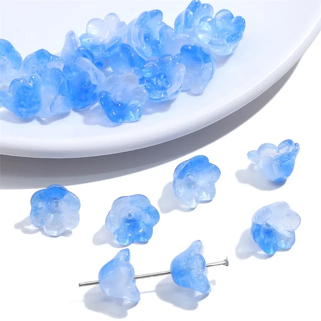 Gradient Blue Orchid Glass Bead 12*7mm - 1 Piece