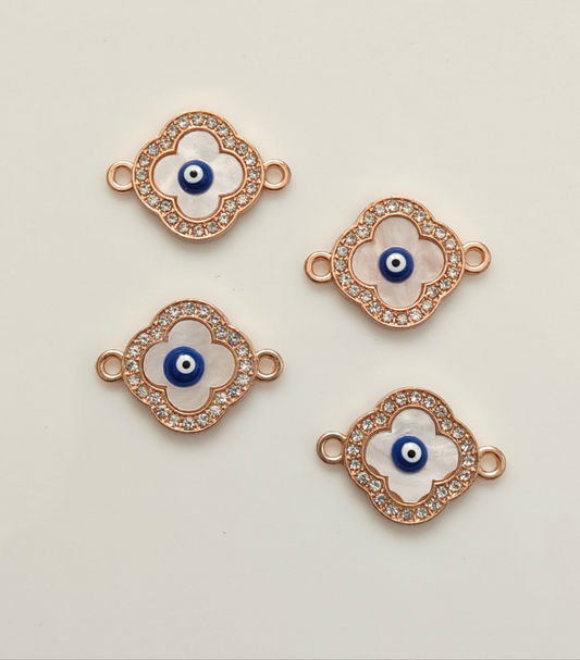 Stoned Clover Evil Eye Connector Charm - 1 Piece