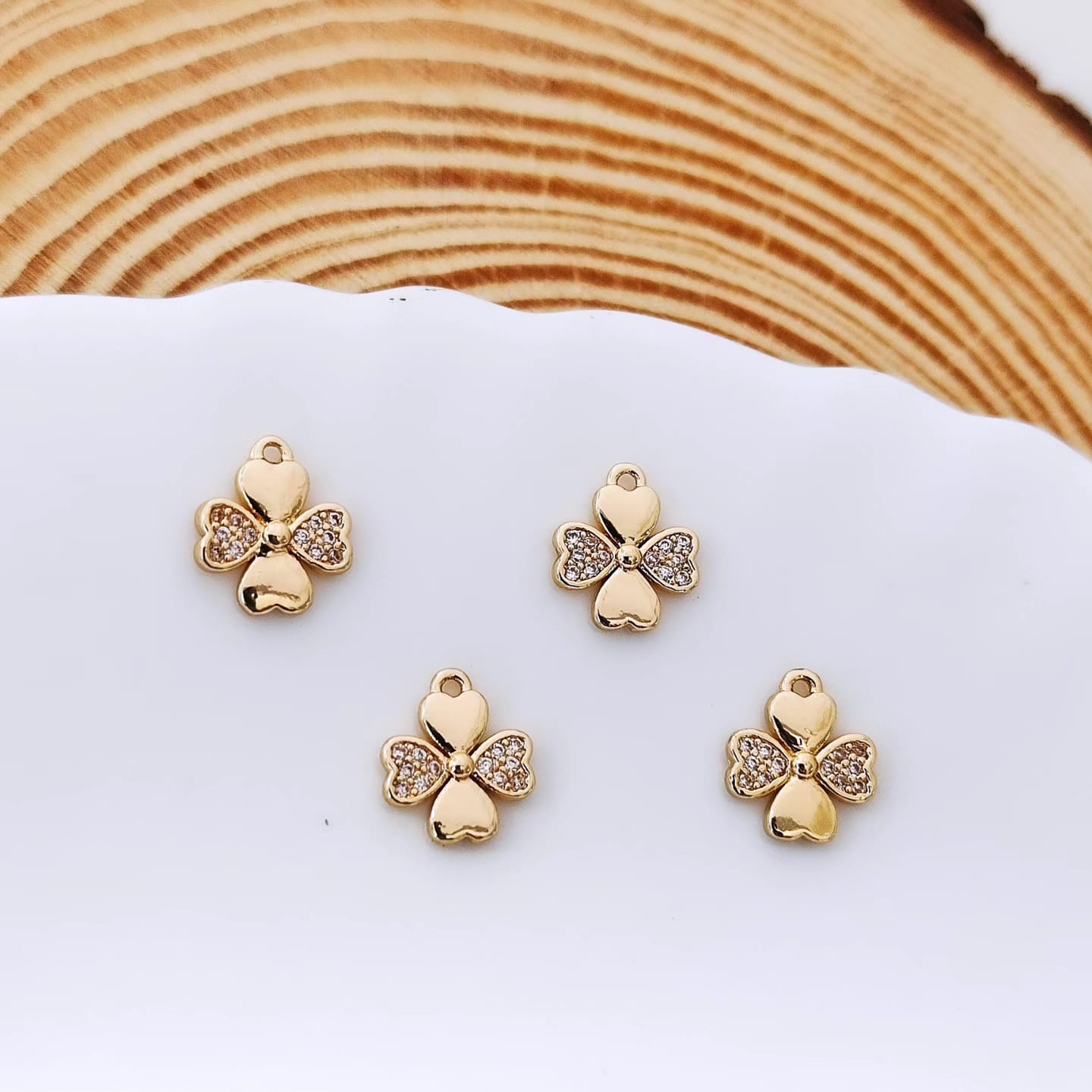 CZ 4 Petal Charm - 1 Piece