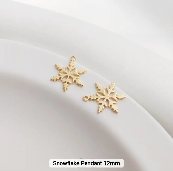 14K Gold Plated Snow Flake Pendant 12mm - 1 Pc