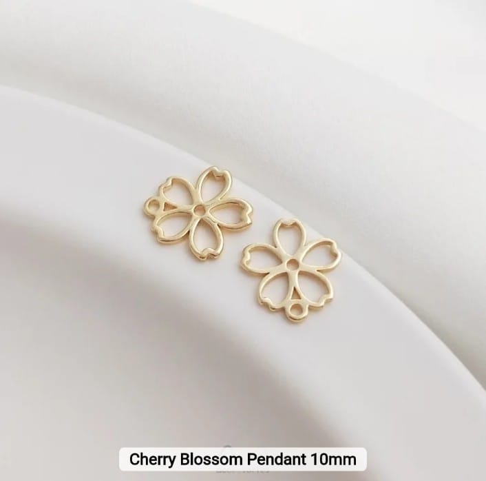 14K Gold Plated Cherry Blossom Pendant 10mm - 1 Pc