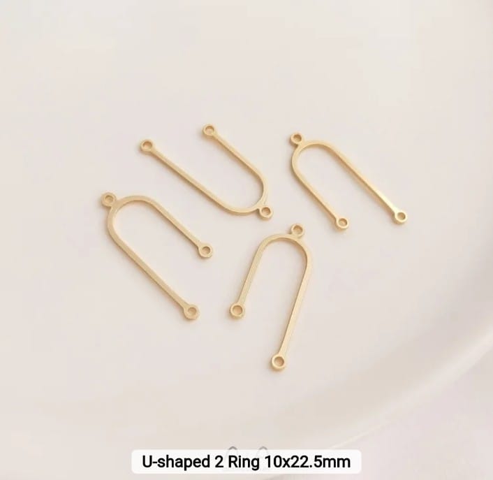 14K Gold Plated U Shaped 2 Ring 10*22.5mm - 1 Pc