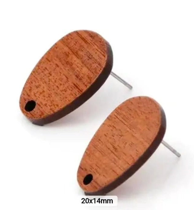 Wooden Stud 20*14mm- 1 Pair