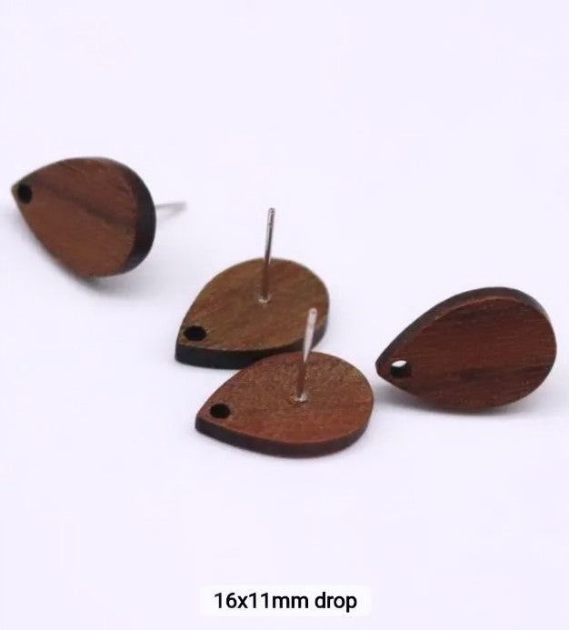 Drop Wooden Stud 16*11mm - 1 Pair