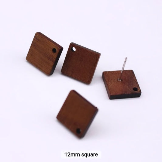 Square Wooden Stud 12mm - 1 Pair