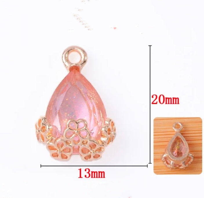 Drop Crystal Stone Charm - 1 Piece