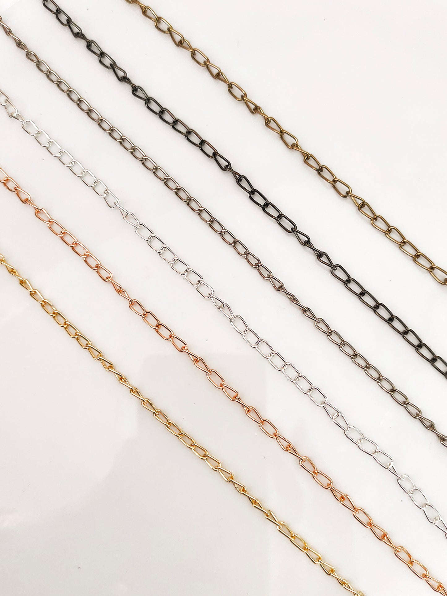 3.5mm Width 6.5mm Rectangle Loose Chain - 80-90cms Without Connectors