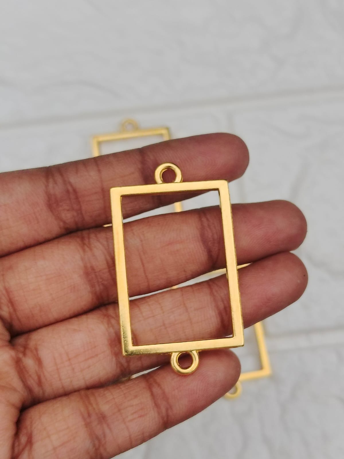 Gold Rectangle Rakhi & Bracelet Bezel - 1 Piece