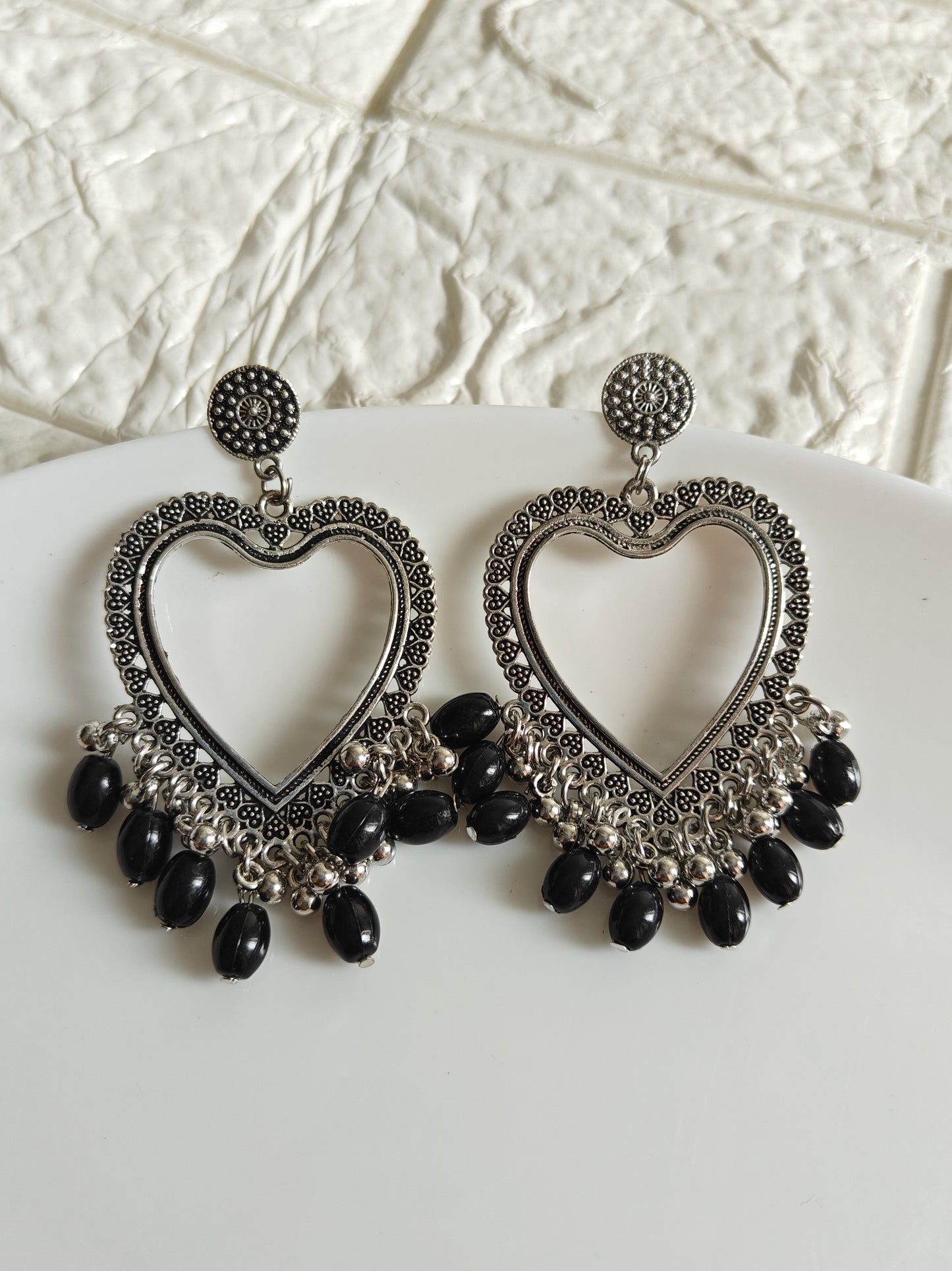 Heart Beaded Jhumka Base - 1 Pair