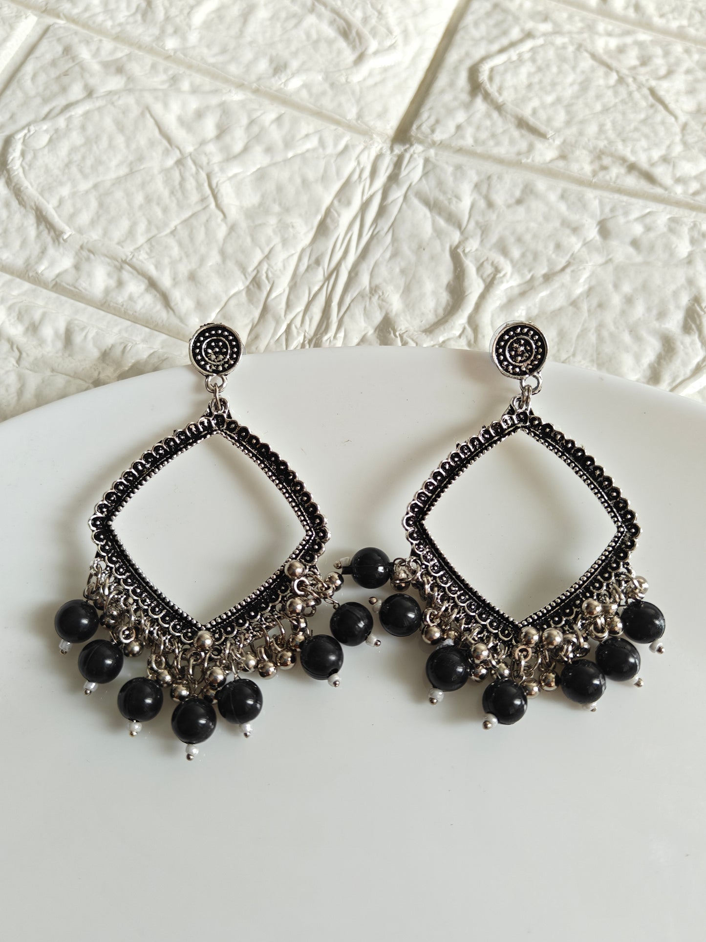 Diamond Beaded Jhumka Base - 1 Pair