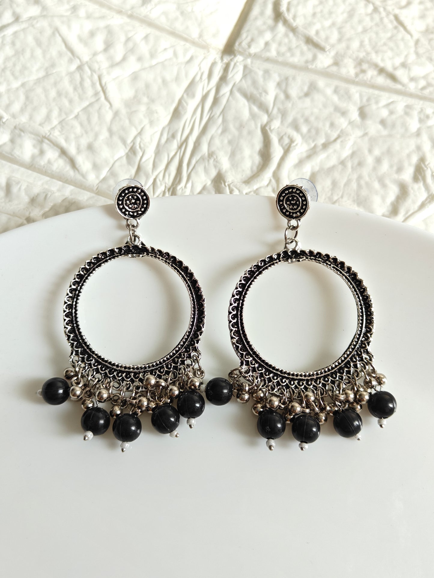 Round Beaded Jhumka Base - 1 Pair