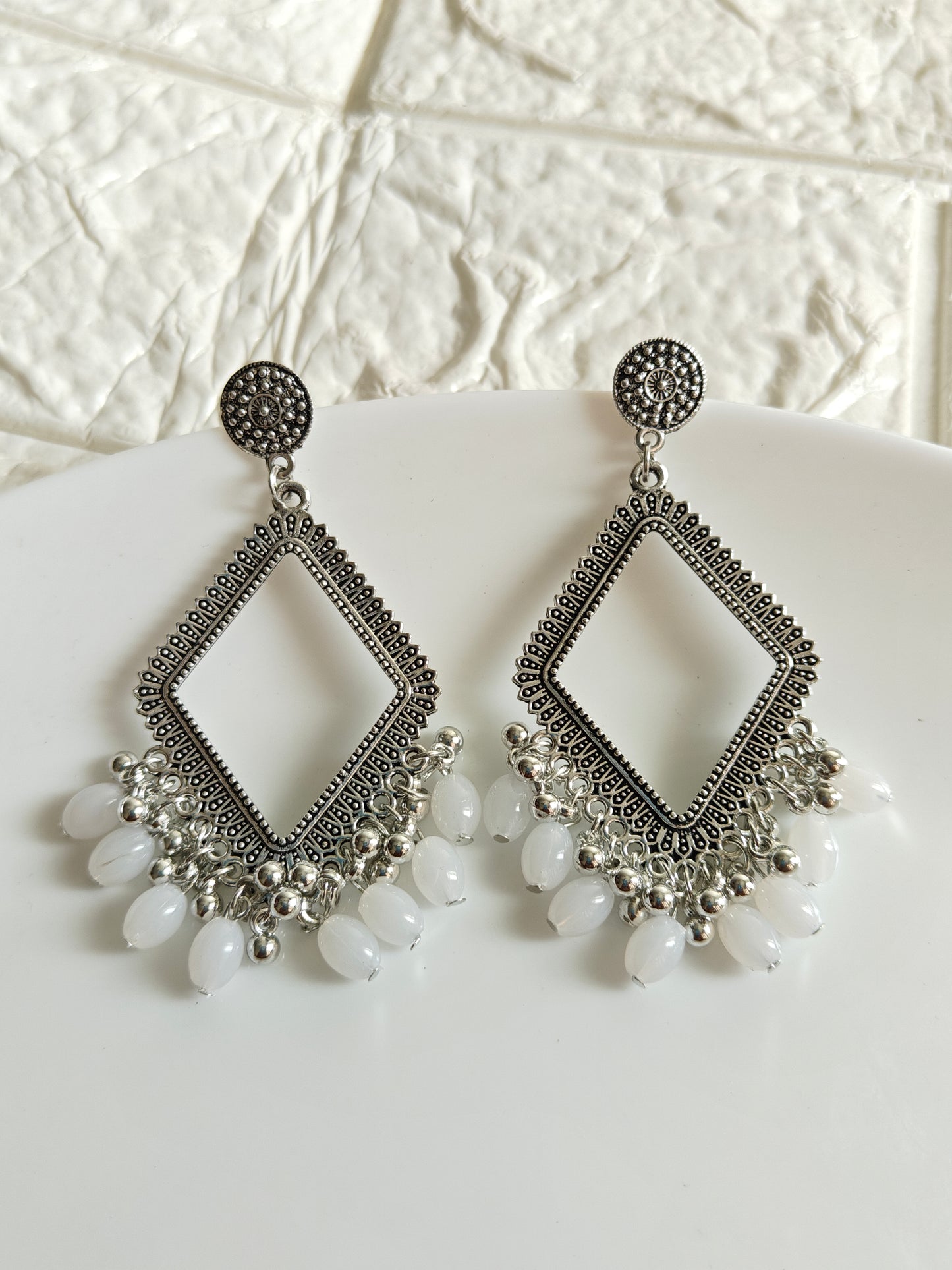 Rhombus Beaded Jhumka Base - 1 Pair