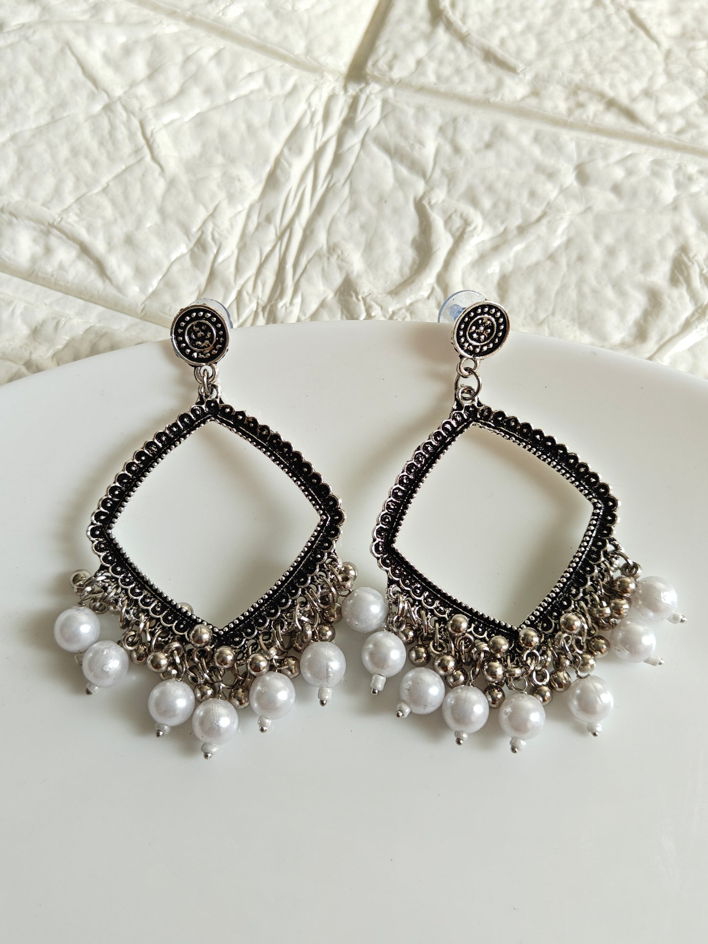 Diamond Beaded Jhumka Base - 1 Pair