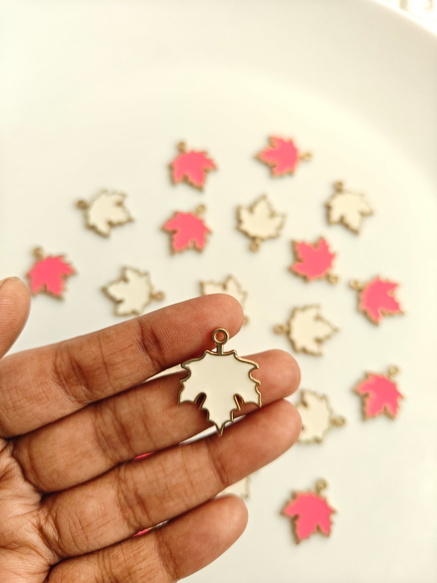 Maple Leaf Enamel Charm - 1 Piece