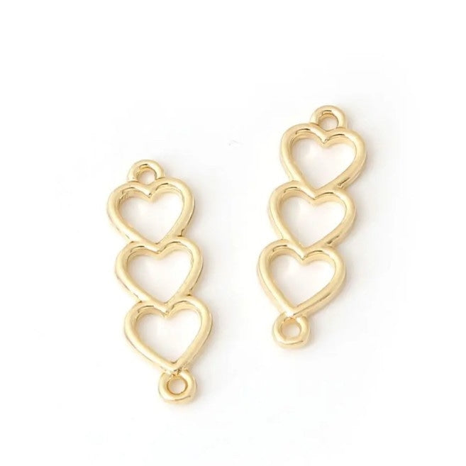 Triple Heart Gold Charm