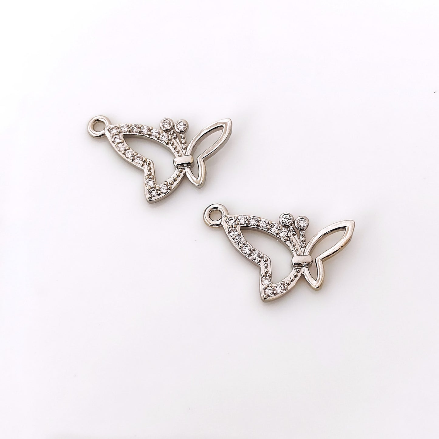 CZ White Butterfly Charm - 1 Piece