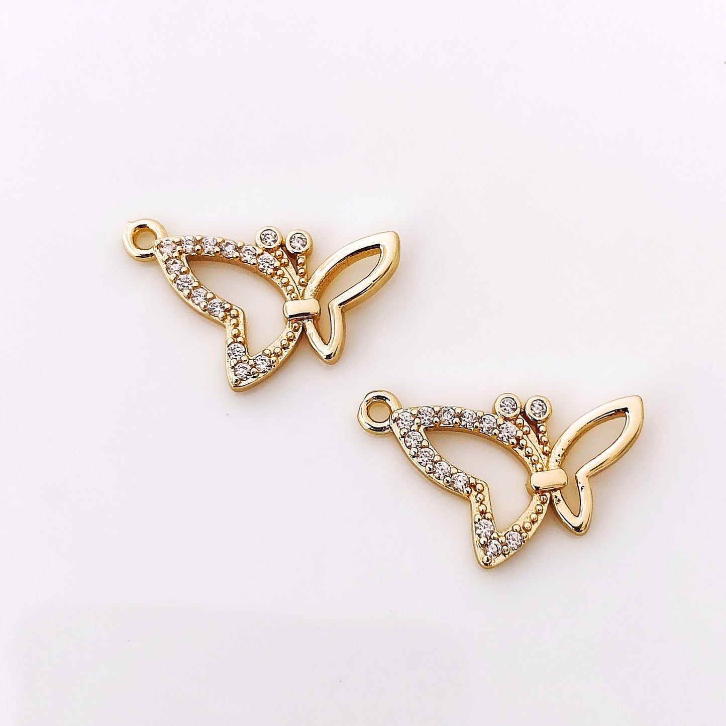 CZ White Butterfly Charm - 1 Piece