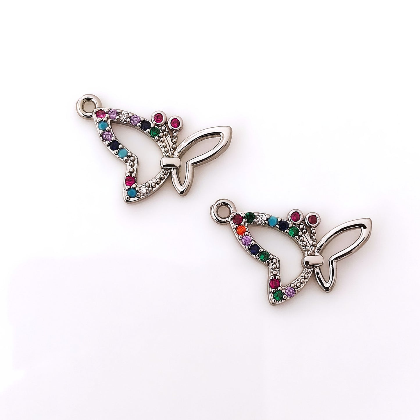 CZ Multicolor Butterfly Charm - 1 Piece