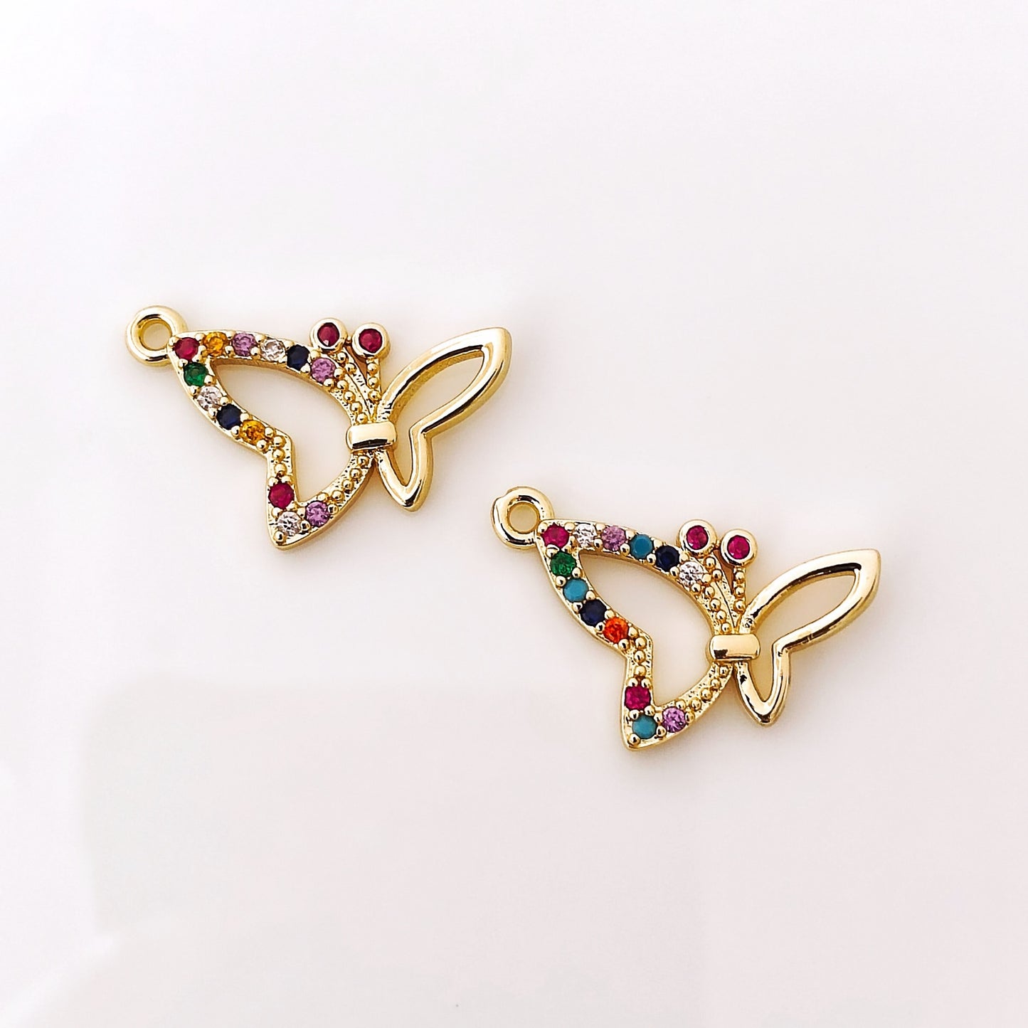 CZ Multicolor Butterfly Charm - 1 Piece