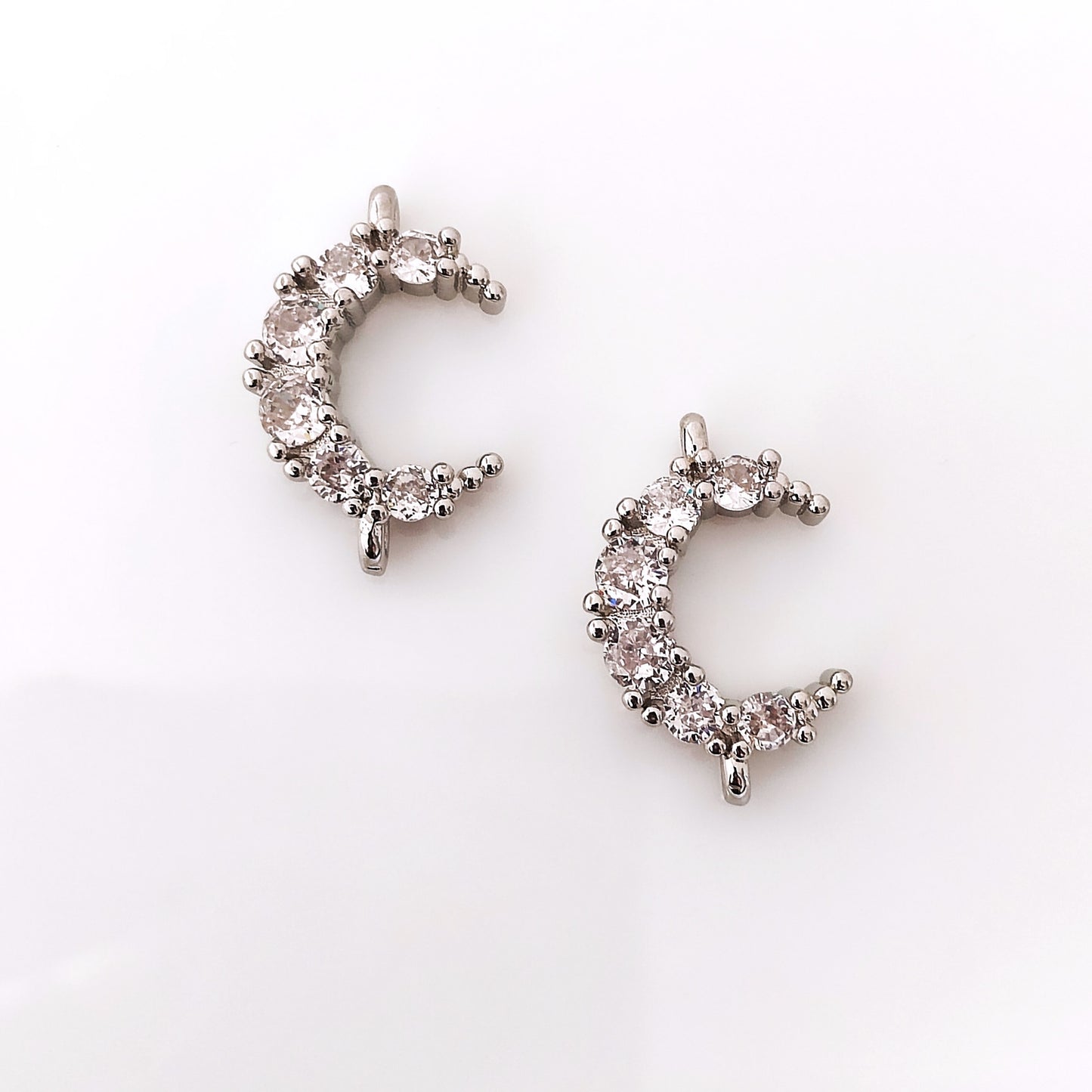 CZ Crescent Connector Charm - 1 Piece