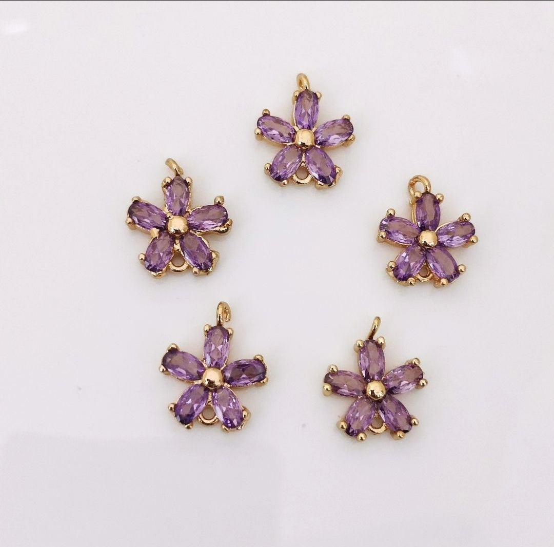 CZ Flower Charm - 1 Piece