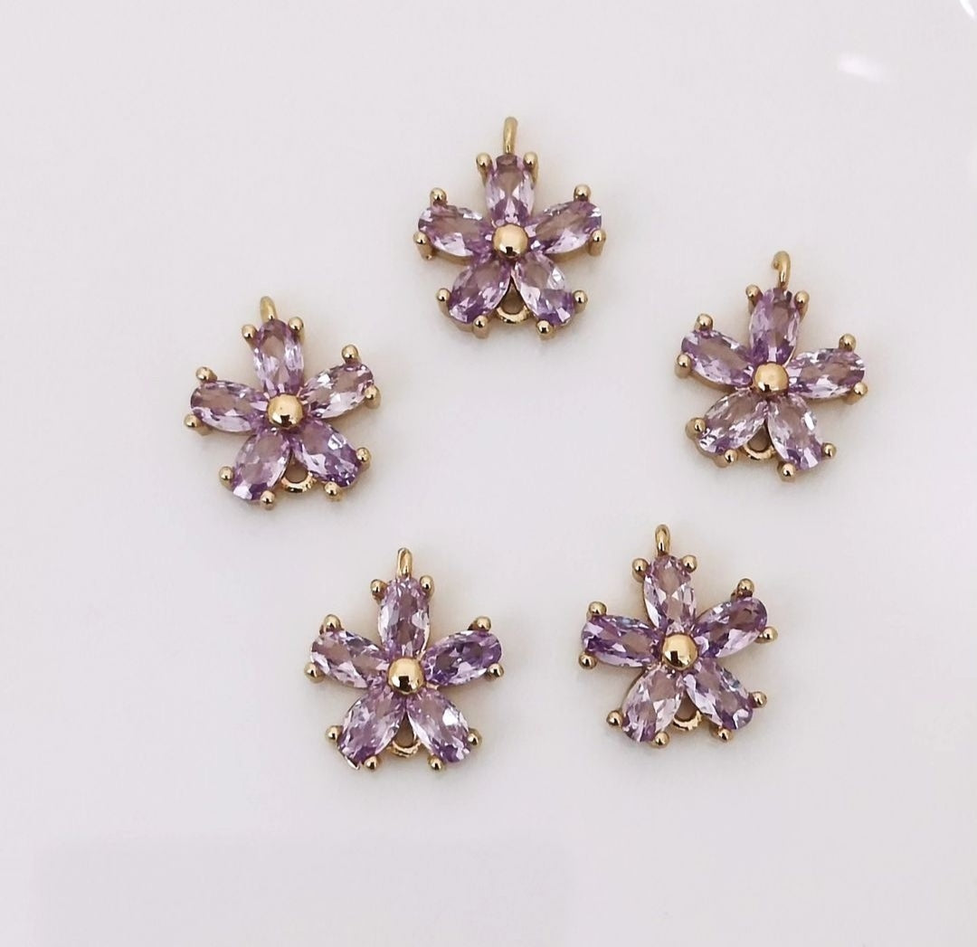 CZ Flower Charm - 1 Piece