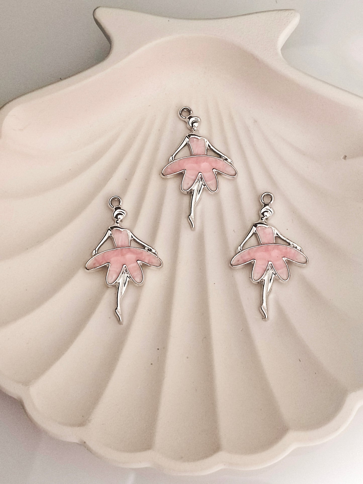 Silver Dancing Girl Enamel Pendant Charms - 1 Pc