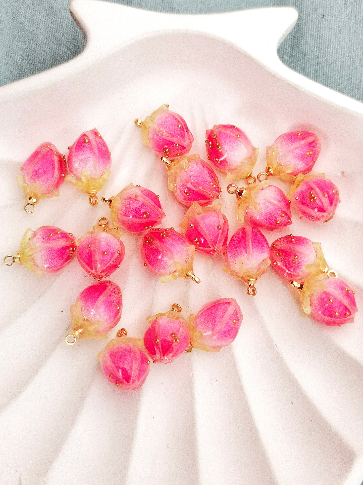 Dry Flower Pink Charm 15*10mm - 1 Piece