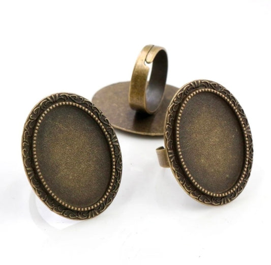 Vintage Brass Oval Rings 18*25mm - Design 4