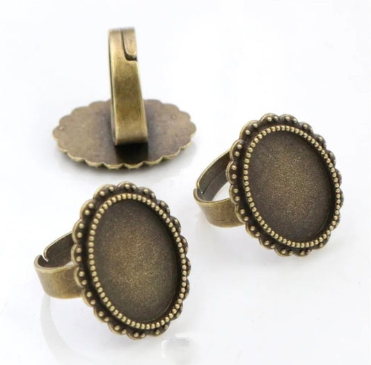 Vintage Brass Oval Rings 13*18mm - Design 1