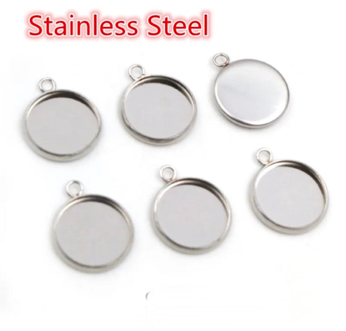 Stainless Steel Pendant Blank Base 12mm - 1 Piece