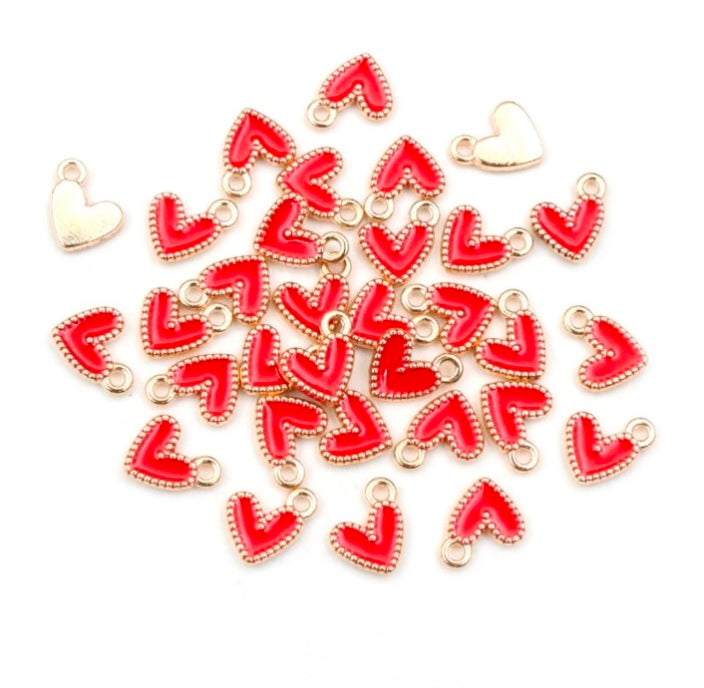 Heart Enamel Charm 10mm - 1 Piece