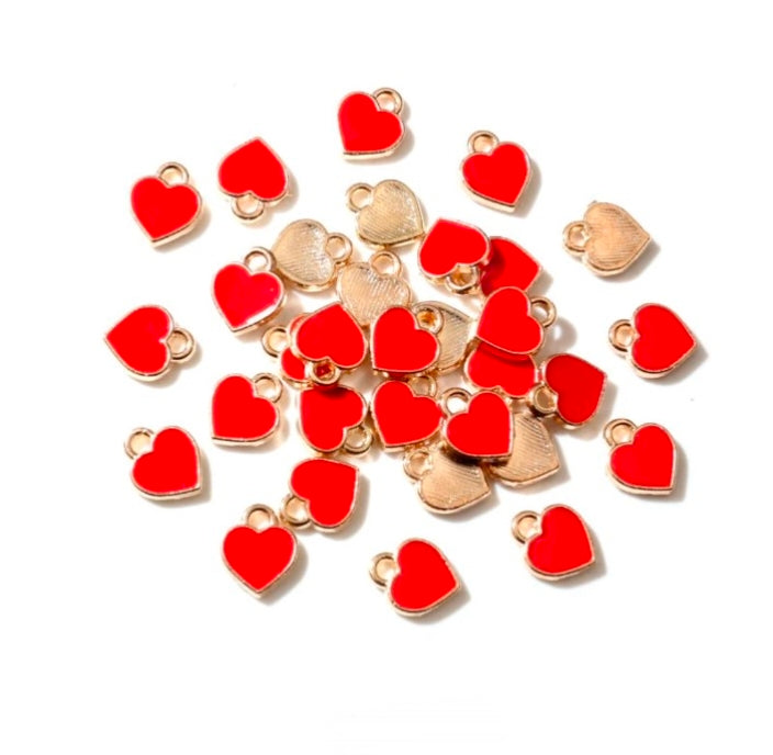 Small Heart Enamel Charm 6*8mm - 1 Piece