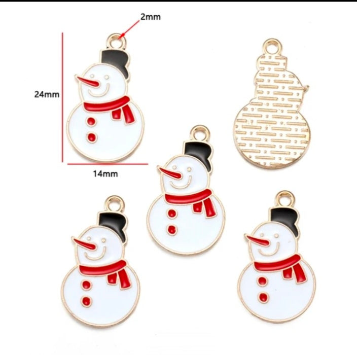 Christmas Snowman Enamel Charm - 1 Piece