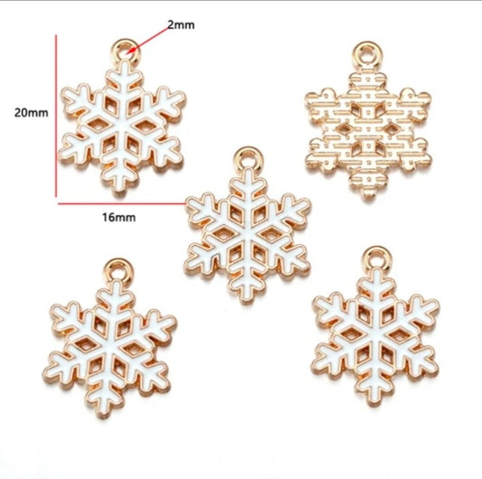 Christmas Snowflake Enamel Charm - 1 Piece