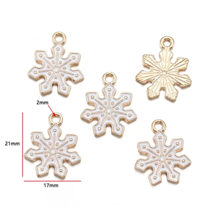 Christmas Snowflake Enamel Charm - 1 Piece