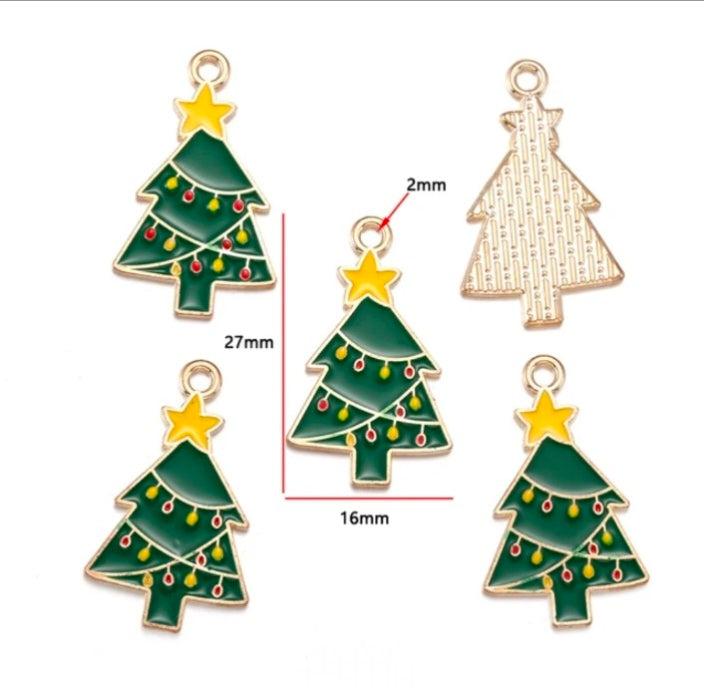 Christmas Tree Enamel Charm - 1 Piece