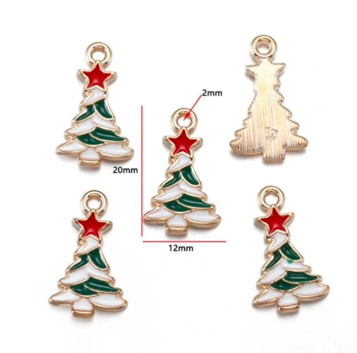 Christmas Tree Enamel Charm - 1 Piece