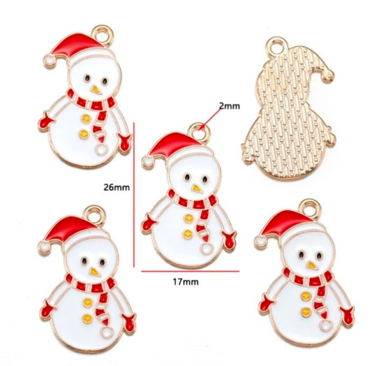 Christmas Snowman Enamel Charm - 1 Piece