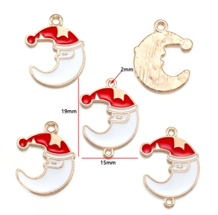 Christmas Moon Enamel Charm - 1 Piece