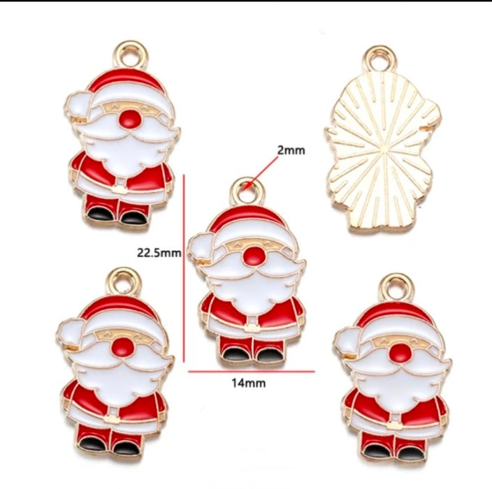 Christmas Santa Enamel Charm - 1 Piece