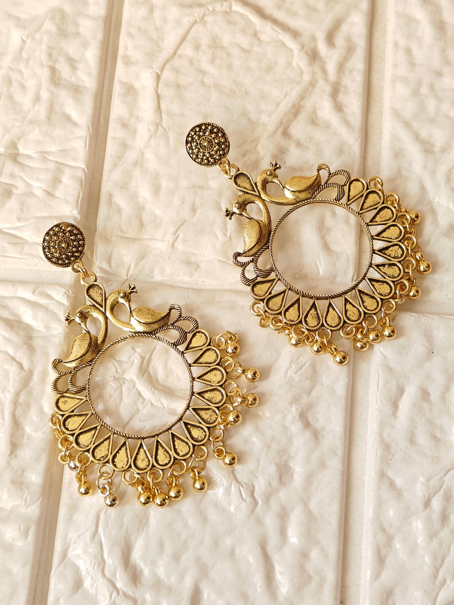 Peacock Jhumka Base - 1 Pair