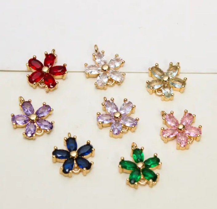 CZ Flower Charm - 1 Piece