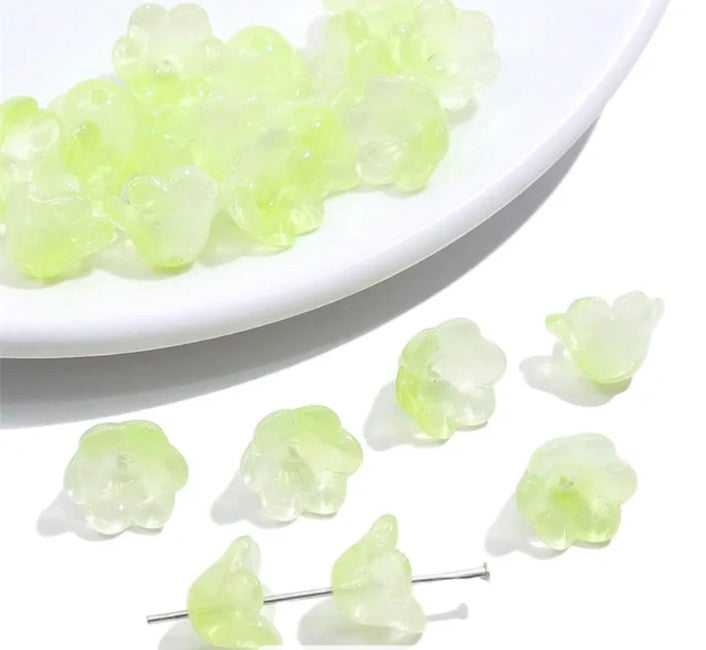 Pale Green Orchid Glass Bead 12*7mm - 1 Piece