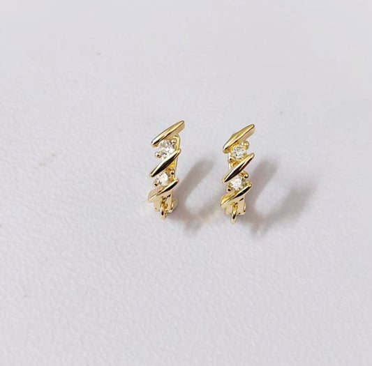 18K Gold Plated Dual Stone Stud - 1 Pair