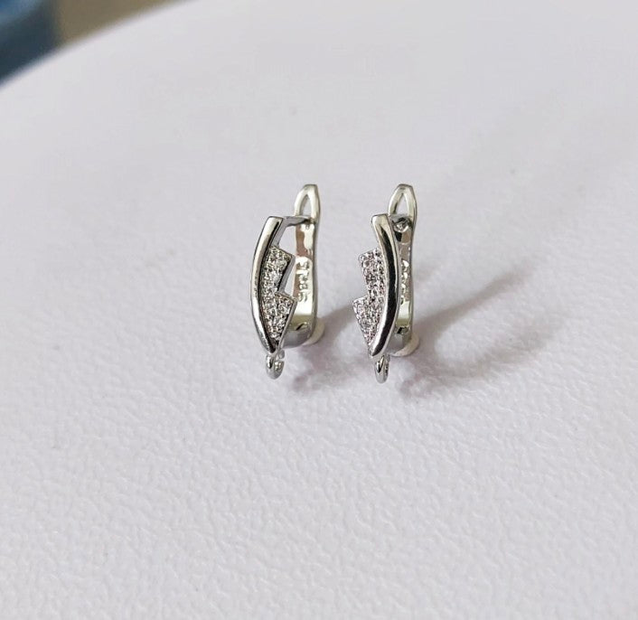 Rhodium CZ Leaf stud