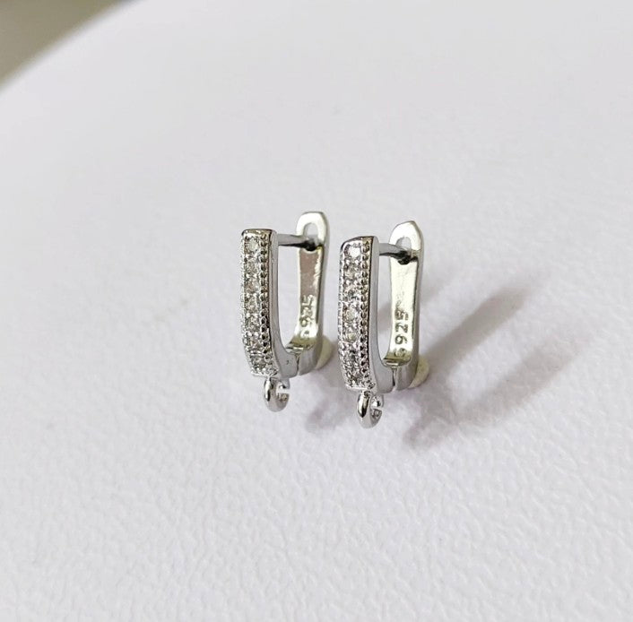 Rhodium CZ Square stud